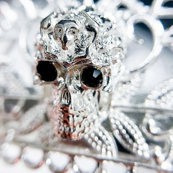 Silver Skull Crown, Skeleton King Crown, Gothic Crown, Renaissance Faire Crown - Picture 5 of 10